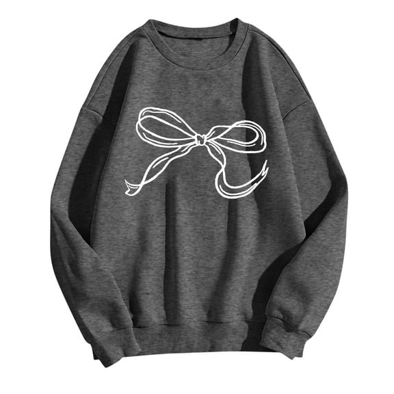 Zpanxa Women's Graphic Print Crewneck Sweatshirt, Long Sleeve Loose Fit Pullover Top for a Casual Streetwear Fashion Style Dark Gray B XXL