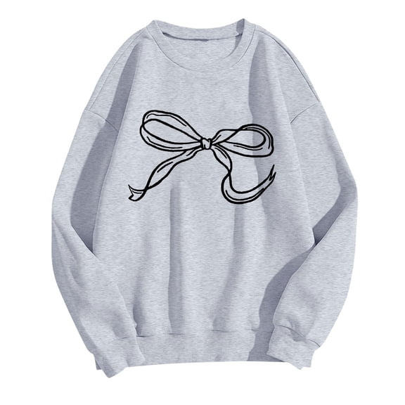 Zpanxa Women's Graphic Print Crewneck Sweatshirt, Long Sleeve Loose Fit Pullover Top for a Casual Streetwear Fashion Style Gray B S