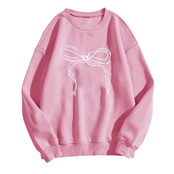 Zpanxa Women's Graphic Print Crewneck Sweatshirt, Long Sleeve Loose Fit Pullover Top for a Casual Streetwear Fashion Style Pink A XL
