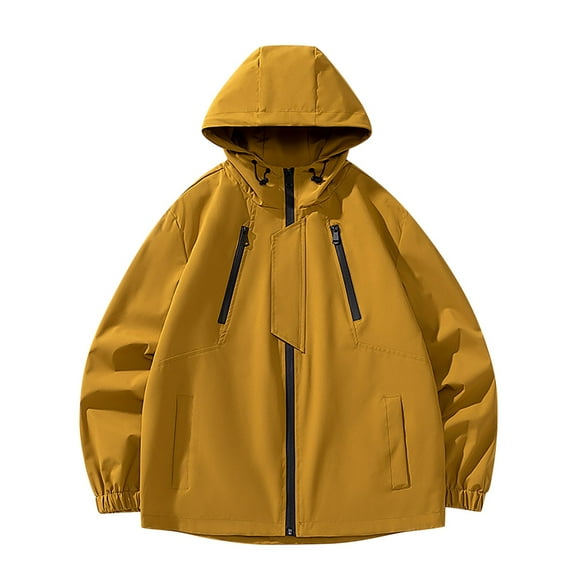 Zpanxa Women's Hardshell Jacket Windproof Waterproof Lightweight Breathable Hooded Solid Color for Outdoor Climbing Hiking Sports Yellow A XL