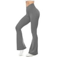 thumbnail image 1 of Zpanxa Women's High Waist Flare Yoga Pants Solid Color Soft Stretchy Bootcut Leggings Elastic Waist for Exercise Fitness and Daily Wear Gray XXL, 1 of 6