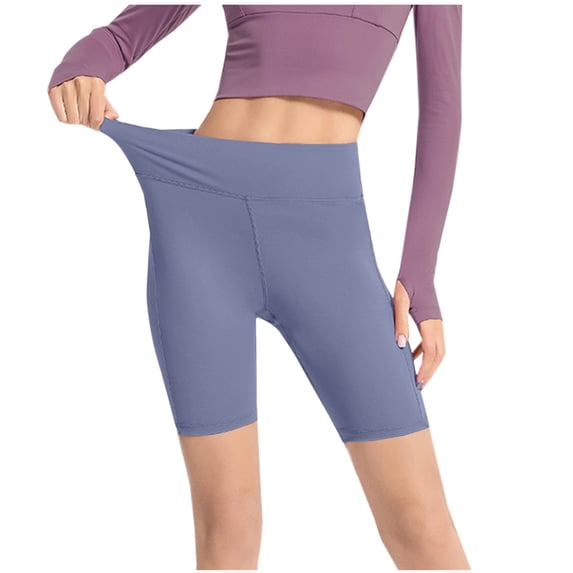 Zpanxa Women's High Waisted Butt Lifting Yoga Shorts Tummy Control Compression Athletic Running Workout Shorts 5 Inch Breathable Stretchy Fitted Casual Lounge Gym