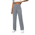 thumbnail image 1 of Zpanxa Women's High Waisted Pants with Button Front Elastic Waist Solid Color Comfort Fit Long Trousers with Pockets for Casual Wear Gray XXL, 1 of 7
