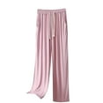 thumbnail image 1 of Zpanxa Women's High Waisted Wide Leg Pants Solid Color Casual Comfort Trousers Loose Fit Soft Elastic Waistband Straight Leg Everyday Lounge Wear Pink L, 1 of 4