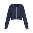 thumbnail image 1 of Zpanxa Women's Hooded Jacket Solid Color Long Sleeve with Zipper Pockets Casual Soft Outerwear Blouse for Daily Wear Navy L, 1 of 4