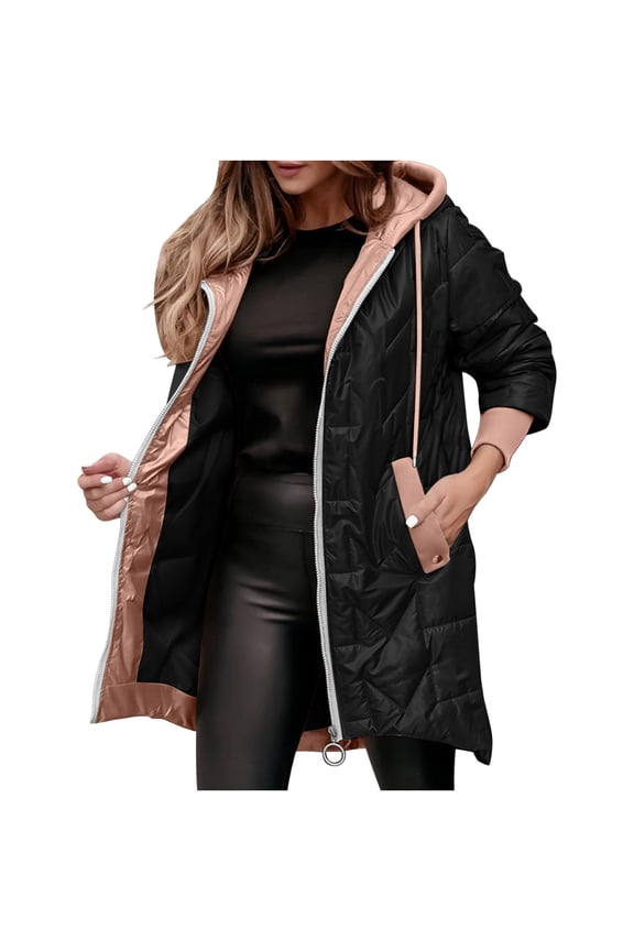Women's Hooded Patchwork Jacket Solid Color Casual Loose Fit Long Sleeve Corduroy Coat Boho Style Outerwear