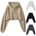 thumbnail image 1 of Zpanxa Women's Hooded Pullover Long Sleeve Casual Crewneck Sweatshirt French Terry Lounge Wear with Side Pockets, 1 of 3