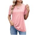 thumbnail image 1 of Zpanxa Women's Keyhole Neck T-Shirt, Casual Short Sleeve Top, Loose Fit Round Neck Blouse with Cut Out Detail for Spring and Summer, 1 of 8