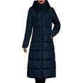 thumbnail image 1 of Zpanxa Women's Knee Length Winter Coat with Hood Thick Insulated Warm Parka Jacket Long Sleeve Comfort Fit Waterproof Windproof Outerwear for Cold Weather Black 4XL, 1 of 4