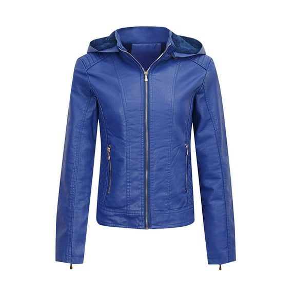 Zpanxa Women's Leather Jacket Long Sleeve Zipper Front Motorcycle Style Casual Biker Coat