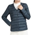 thumbnail image 1 of Zpanxa Women's Lightweight Down Jacket V-Neck Short Puffer Coat Packable Thermal Insulated Nylon Shell for Spring Fall Dark Blue XXL, 1 of 3