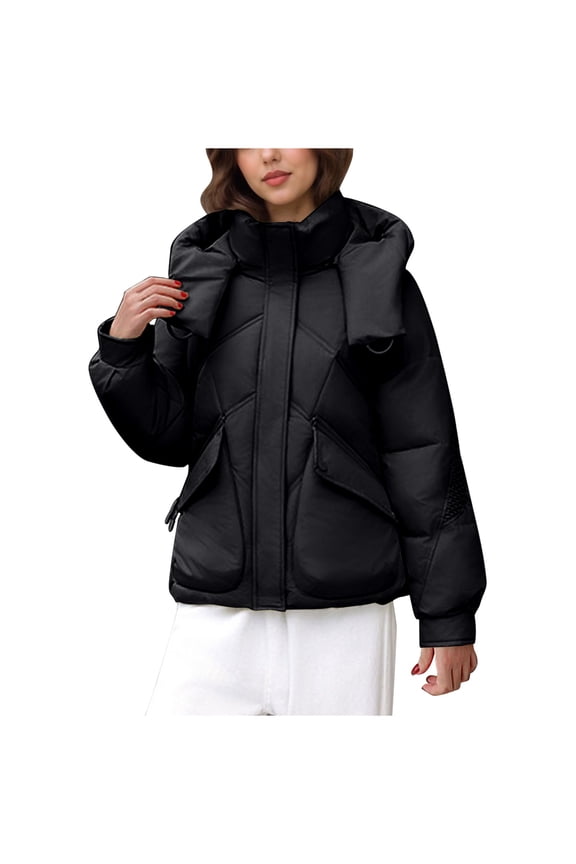 Women's Lightweight Jacket Long Sleeve Solid Color Casual Hooded Outerwear with Zip Front and Pockets for Daily Commute Black XXL