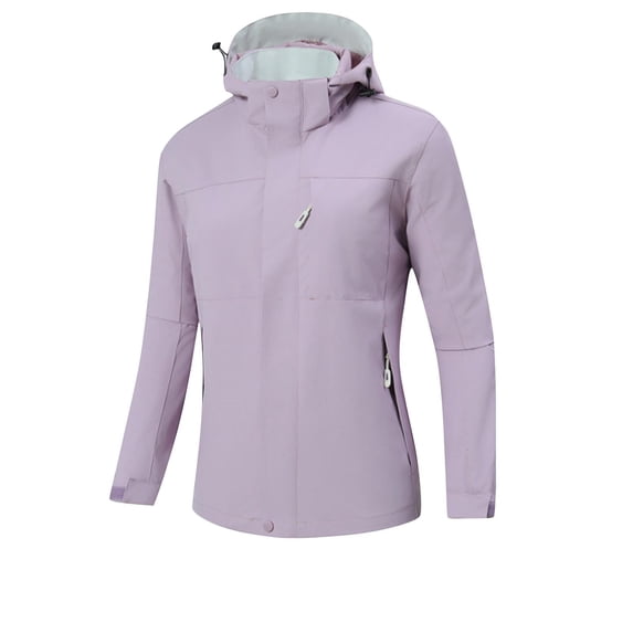 Zpanxa Women's Lightweight Waterproof Hooded Jacket Long Sleeve Zipper Pocket Casual Windbreaker Outerwear for Travel