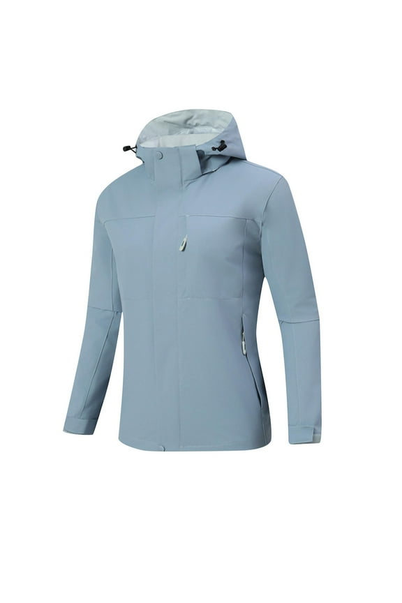 Women's Lightweight Waterproof Hooded Jacket Long Sleeve Zipper Pocket Casual Windbreaker Outerwear for Travel