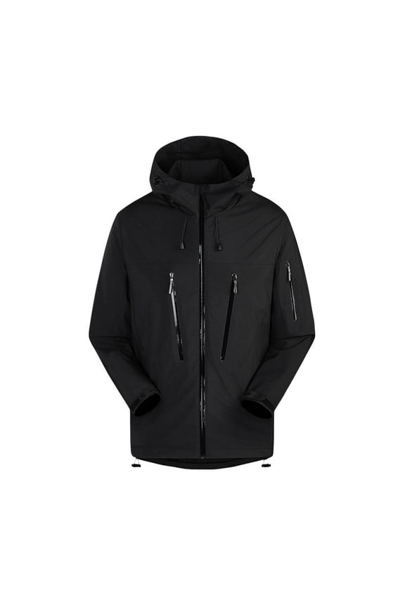 Women's Lightweight Windbreaker Jacket Hooded Water-Resistant Long Sleeve Casual Coat for Outdoor Spring Fall Wear Black M