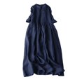 thumbnail image 1 of Zpanxa Women's Linen Blend Shirt Dress, Elegant Button Down Midi Dress, Short Sleeve Belted Casual Dress for Office and Travel, 1 of 4