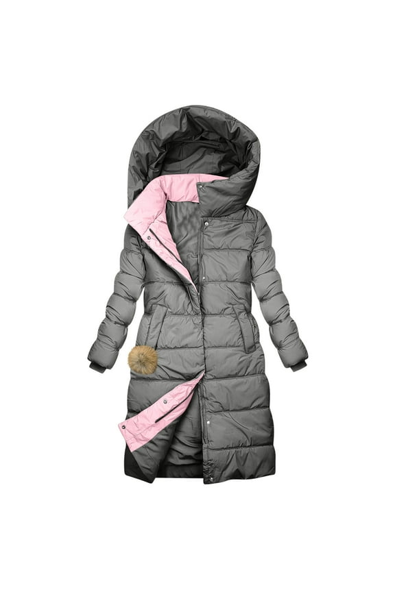 Women's Longline Parka Coat Heavyweight Insulated Hooded Winter Jacket for Extreme Cold Weather Gray M