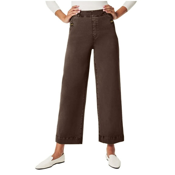 Zpanxa Women's Loose Straight Leg Cropped Jeans with Pockets Comfort Fit Casual Stretch Ankle Pants for Everyday Wear Coffee XL