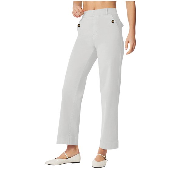 Zpanxa Women's Loose Straight Leg Cropped Jeans with Pockets Comfort Fit Casual Stretch Ankle Pants for Everyday Wear Gray XL