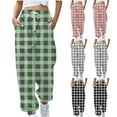thumbnail image 1 of Zpanxa Women's Plaid Print Joggers High Waist Loose Fit Casual Pants with Side Pockets, 1 of 5