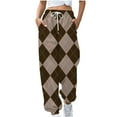 thumbnail image 1 of Zpanxa Women's Plaid Print Joggers High Waist Loose Fit Casual Pants with Side Pockets, 1 of 5