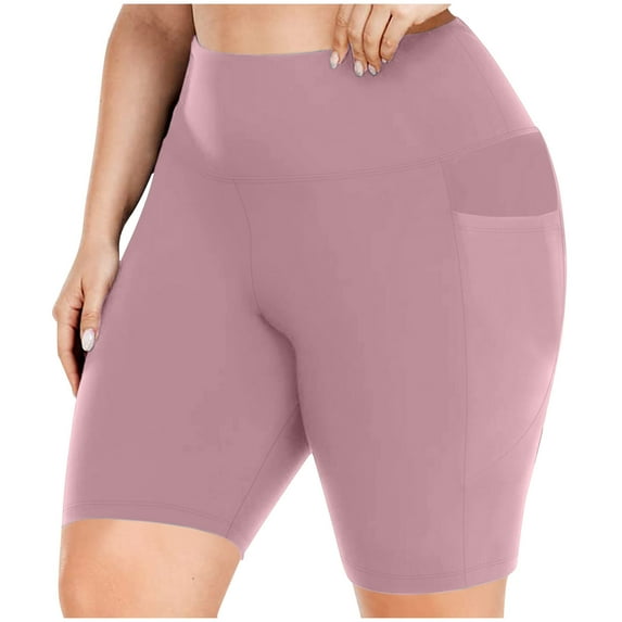 Zpanxa Women's Plus Size Quick Dry Yoga Shorts High Waisted Elastic Compression Workout Shorts with Pockets Tummy Control Athletic Running Biker 5 Inch