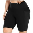 thumbnail image 1 of Zpanxa Women's Plus Size Quick Dry Yoga Shorts High Waisted Elastic Compression Workout Shorts with Pockets Tummy Control Athletic Running Biker 5 Inch, 1 of 8
