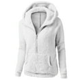 thumbnail image 1 of Zpanxa Women's Plush Fleece Jacket Half Zip Pullover Long Sleeve Solid Color Winter Casual Coat, 1 of 5