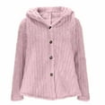 thumbnail image 1 of Zpanxa Women's Plush Fleece Jacket Hooded Winter Coat, Snap Button Closure Solid Color Thermal Lined, 1 of 7