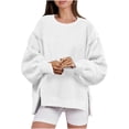 thumbnail image 1 of Zpanxa Women's Plush Fleece Lined Crewneck Sweatshirt for Winter, Warm Long Sleeve Pullover with a Soft Interior for Cold Weather White M, 1 of 8