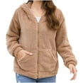 thumbnail image 1 of Zpanxa Women's Plush Jacket Double Sided Hooded Single Breasted Full Zip Front Long Sleeve with Pockets Casual Winter Wear for Women Khaki XXL, 1 of 6