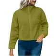 thumbnail image 1 of Zpanxa Women's Polar Fleece Stand Collar Jacket Solid Color, Thermal Lined Zip Up Pockets Casual Cardigan Coat, 1 of 6