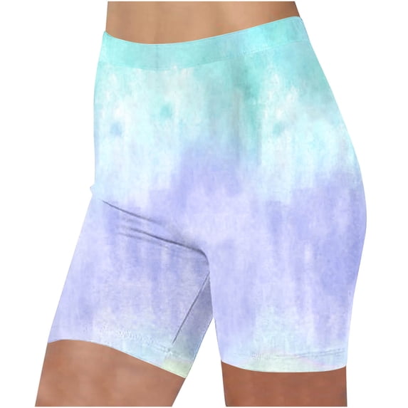 Zpanxa Women's Printed High Waisted Yoga Shorts Fashion Tummy Control Compression Athletic Running Workout Shorts 5 Inch Breathable Stretchy Fitted Casual Lounge