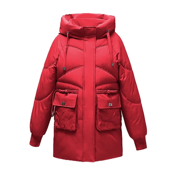 Zpanxa Women's Quilted Puffer Jacket Casual Hooded Lightweight Long Sleeve Winter Coat Warm Solid Zip Up Outerwear with Pockets
