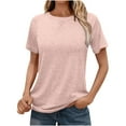thumbnail image 1 of Zpanxa Women's Raglan Crewneck Tee, Casual Loose Fit Short Sleeve Solid Color Top, 1 of 8