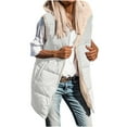 thumbnail image 1 of Zpanxa Women's Reversible Winter Coat Long Quilted Puffer Jacket with Zip Front Pockets Loose Fit Casual Warm Outerwear for Women White XL, 1 of 5