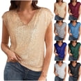 thumbnail image 1 of Zpanxa Women's Sequin V-Neck Blouse Short Sleeve Party Top Clubwear Glitter Loose Fit Night Out Shirt, 1 of 7