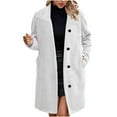 thumbnail image 1 of Zpanxa Women's Shacket Style Plush Coat Button Front Pockets Flannel Lined Winter Long Trench, 1 of 7