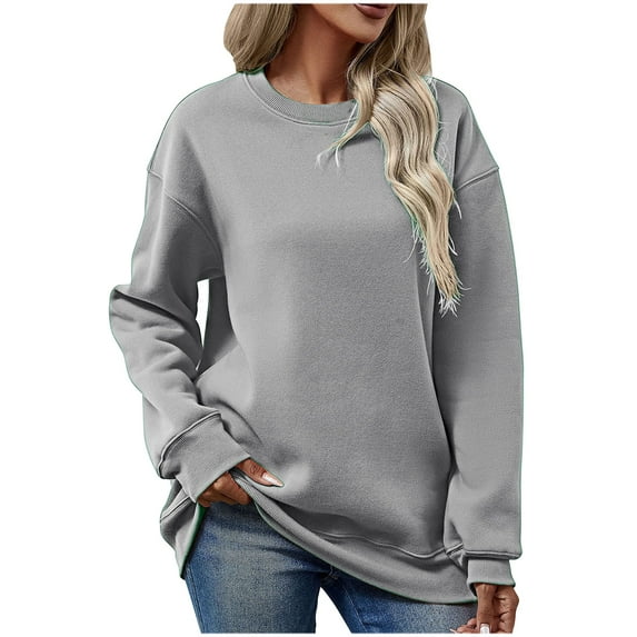 Zpanxa Women's Sherpa Lined Hooded Sweatshirt for Winter, Long Sleeve Pocket Pullover with a Warm Plush Interior for Cold Weather Gray B L