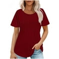 thumbnail image 1 of Zpanxa Women's Short Sleeve Blouse Solid Color Round Neck Casual Top Loose Fit Relaxed Shirt Everyday Summer Tunic, 1 of 8