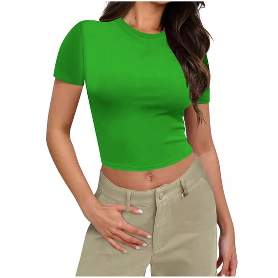 Zpanxa Women's Soft Relaxed Fit T-Shirt, Solid Color Short Sleeve Crewneck Top, Breathable Casual Blouse for Everyday Comfort