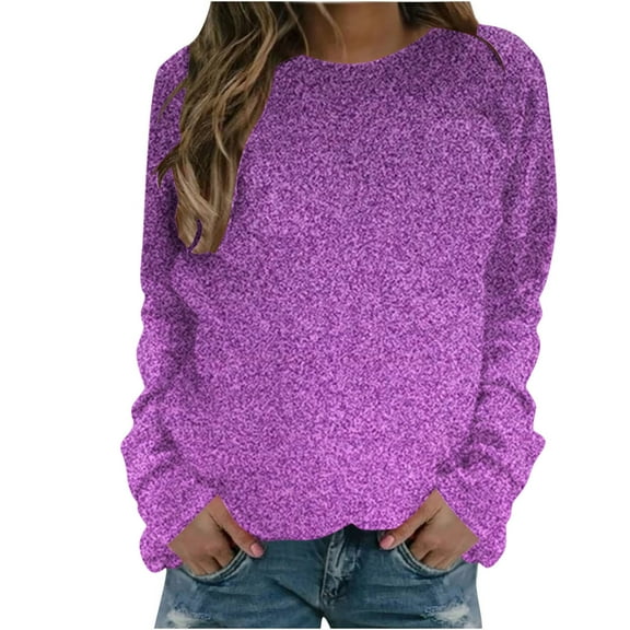 Zpanxa Women's Solid Color French Terry Crewneck Sweatshirt, Soft Casual Long Sleeve Pullover Top for Lounge and Everyday Wear Multicolor S