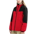 thumbnail image 1 of Zpanxa Women's Solid Color Hooded Jacket Long Sleeve Zipper Front Windproof Waterproof Winter Coat, 1 of 4