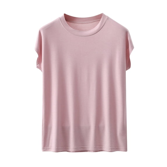 Zpanxa Women's Solid Color Tee Short Sleeve Crew Neck Basic Top for Layering Casual Comfortable Everyday Wear Versatile Staple Summer T-Shirt