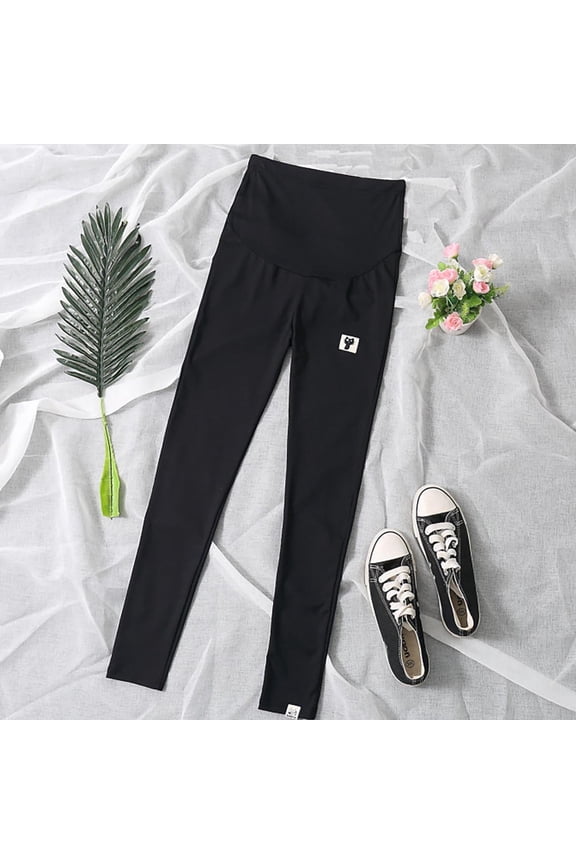Women's Solid Long Pants Cat Sign Loose Adjustable Maternity Pants Leggings Bottom Sweatpants Black 3XL