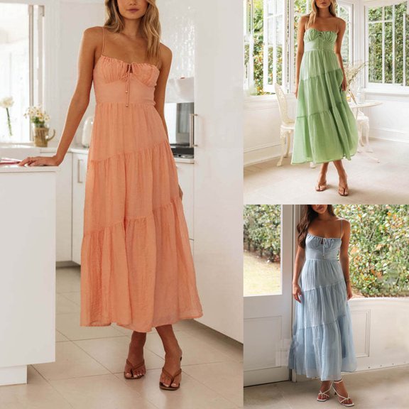 Zpanxa Women's Strapless Corset Dress with Tie Back Zipper Flared Hem Bustier Summer Dress