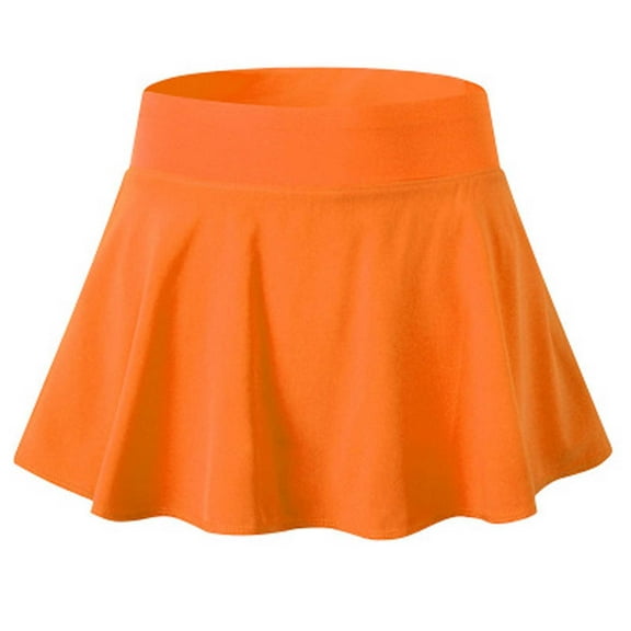 Zpanxa Women's Summer Dress Women's Sports Short Skirt Loose Fake Two-piece Anti-peep and Quick-drying Running Fitness Culottes Tennis Skirt Orange