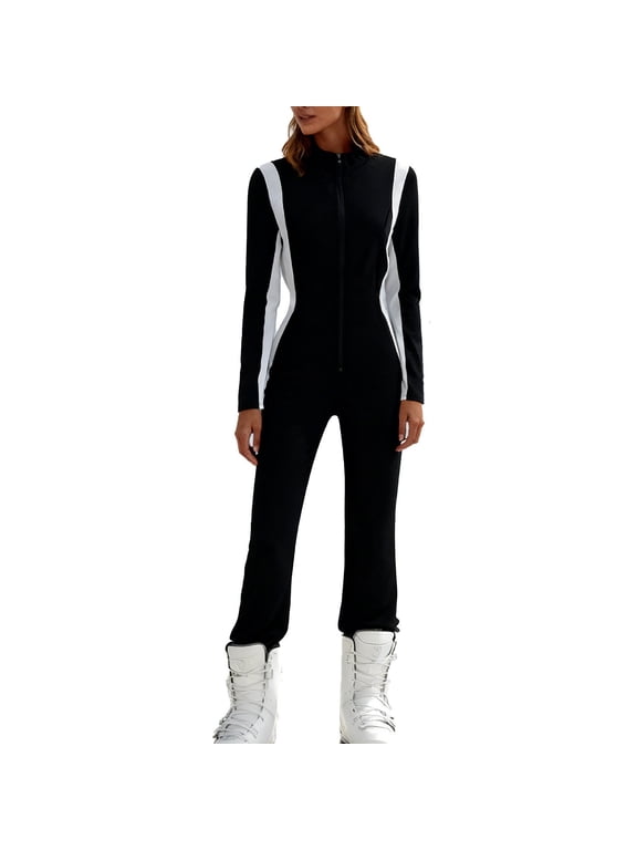 Women's Thermal Underwear Thermal Ski Bodysuit Long Sleeve Half Zip Slim Fit Base Layer Jumpsuit L