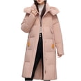 thumbnail image 1 of Zpanxa Women's Winter Coat Hooded Loose Fit Mid-Length Insulated Jacket with Warm Fleece Lining for Casual Cold Weather Wear Pink L, 1 of 6