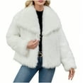 thumbnail image 1 of Zpanxa Women's Winter Coat Long Sleeve Faux Fur Turn-Down Collar Zip Front Solid Color Warm Outerwear for Women White L, 1 of 8